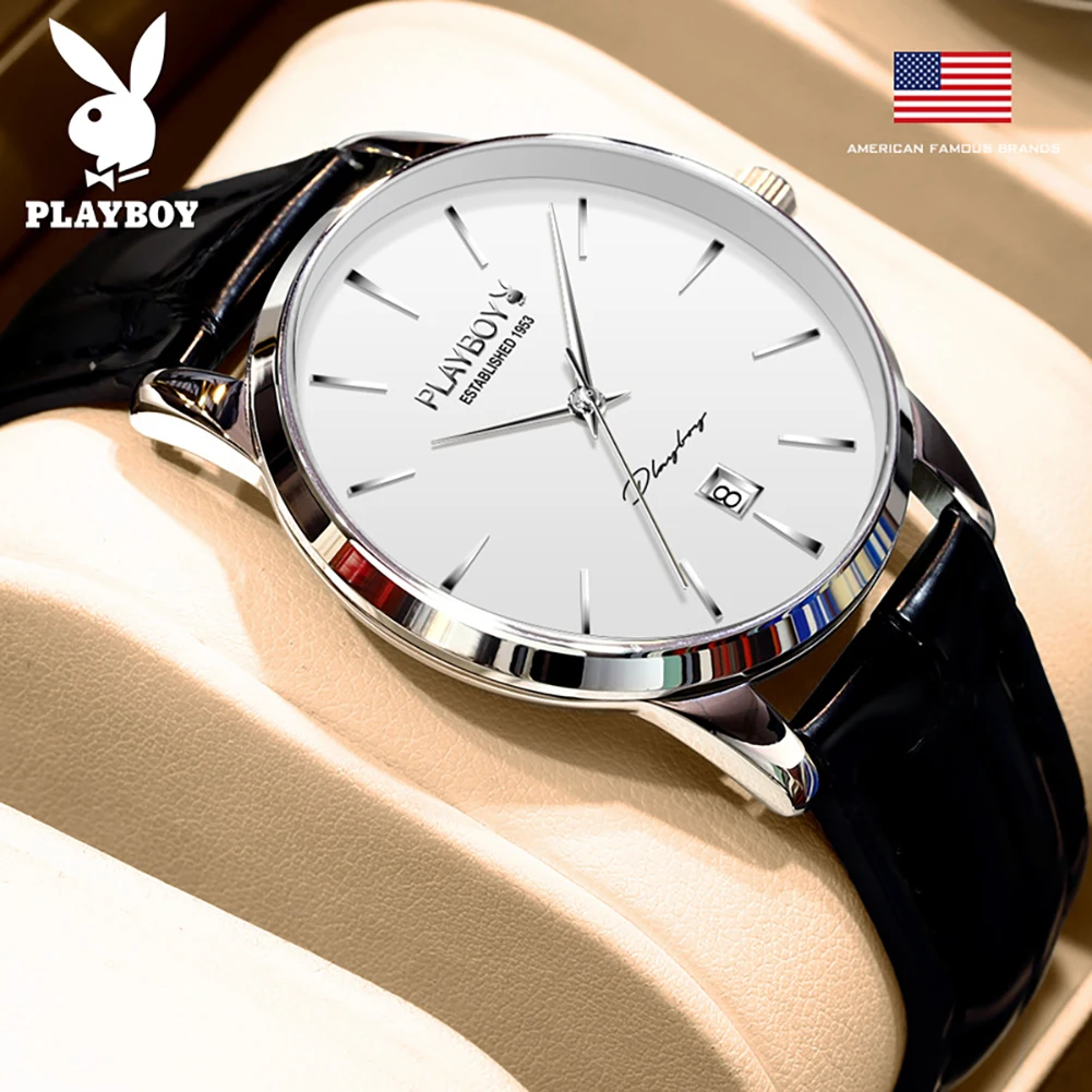 PLAYBOY Original Classic Automatic Mechanical Watch for Men Waterproof Auto Date Wrist Watch Men Fashion Luxury Man Watch