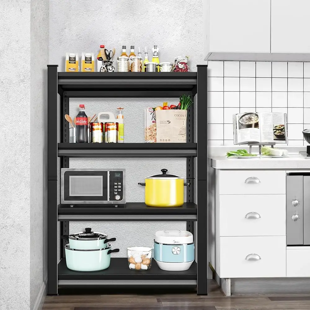 Estantería de acero de 36 niveles de grado industrial, estante de almacenamiento ajustable de 4 niveles, capacidad de 1400 libras, negro