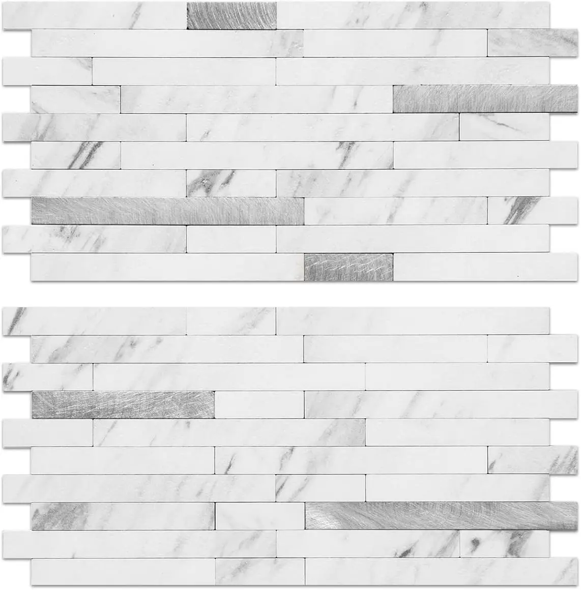 20 Sheets Faux Stone Peel and Stick Backsplash, White Marble Look PVC Wall Tiles Stick on Backsplash for Kitchen