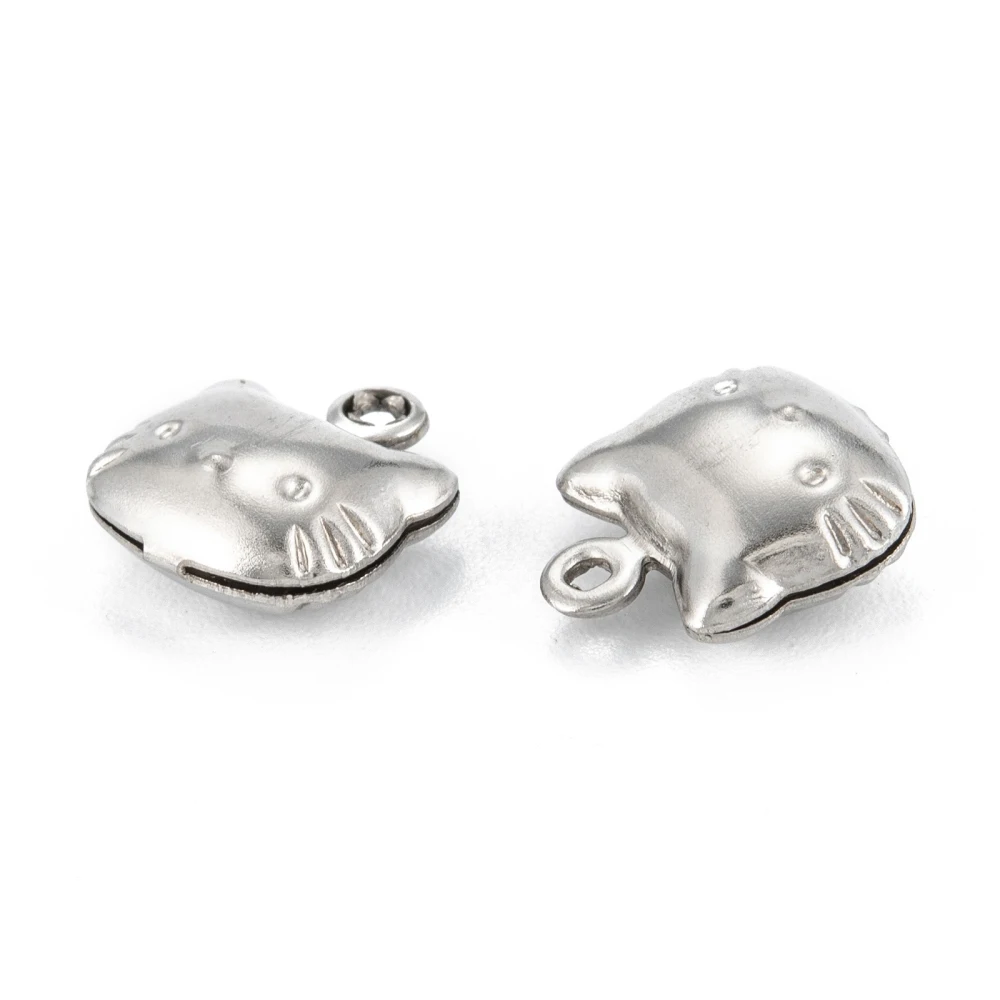 50pcs 316 Surgical Stainless Steel Cat Charms Cute Animal Cat for Charm jewelry making DIY bracelet earring Crafts Decor