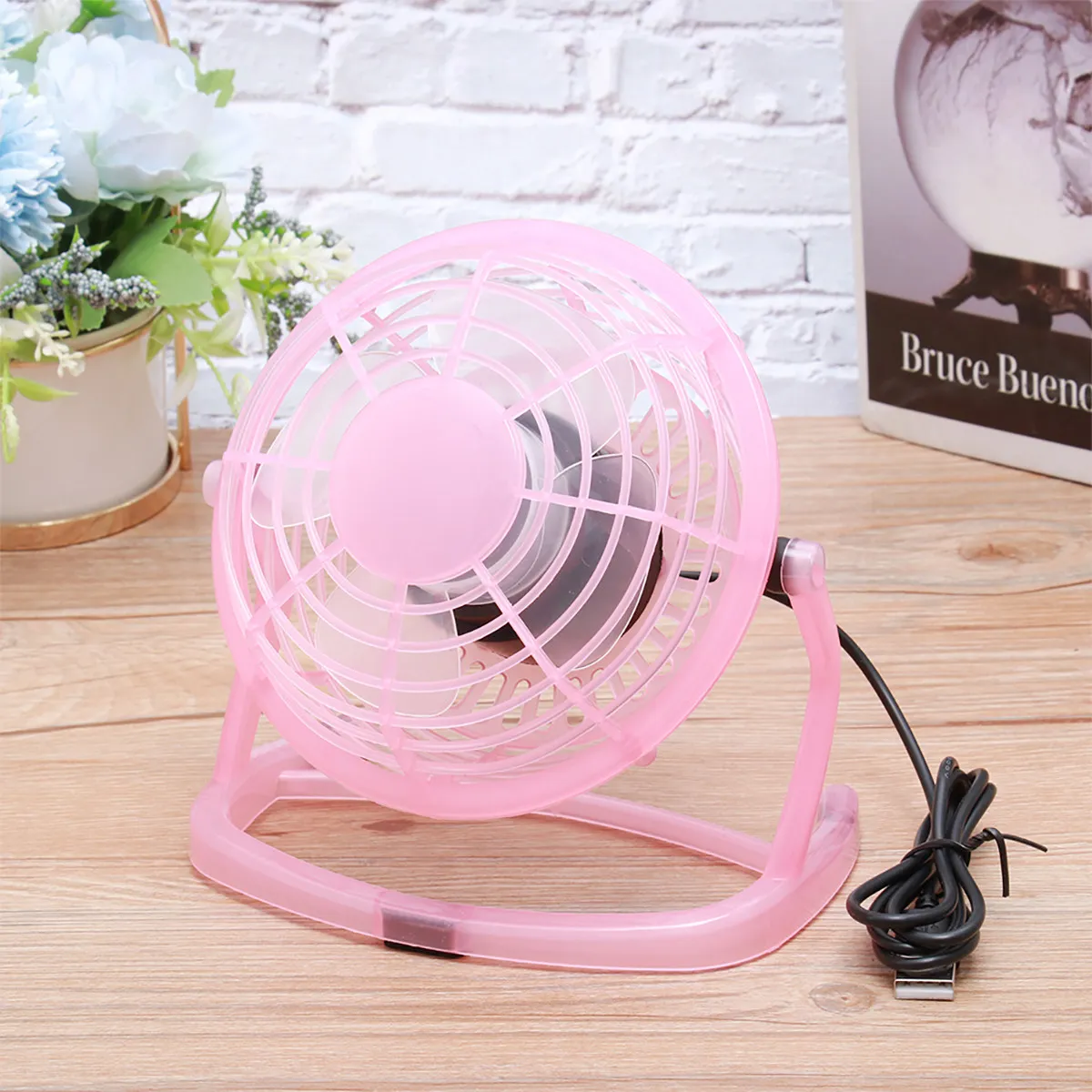 Mini USB Fan Pink Ultra Silent Lightweight Portable Rechargeable Handheld Table Small Fan for Office Home Sleep
