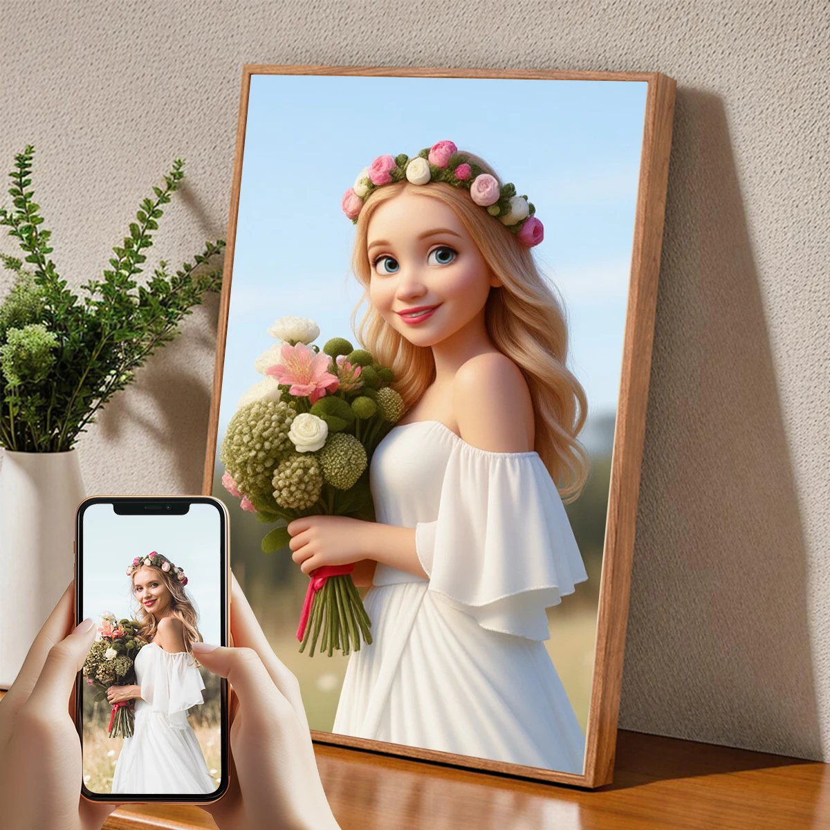 1PC Custom Photo Anime Style Canvas Print Personalized A4/A3 Size 40x50cm Portrait Home Decor Birthday Gift