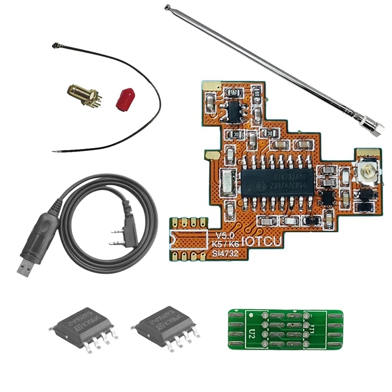 SI4732 V5.0 modul FPC + 2X2M Chip + antena Kit penuh sistem Multi untuk Quansheng UVK5 UVK6 HF Shortwave penerimaan Band penuh