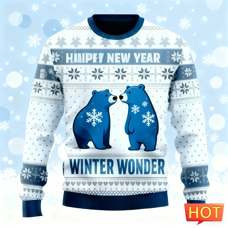 

Модные рождественские уродливые толстовки для мужчин, простая праздничная одежда, толстовки с круглым вырезом с 3D принтом, повседневные рождественские пуловеры большого размера