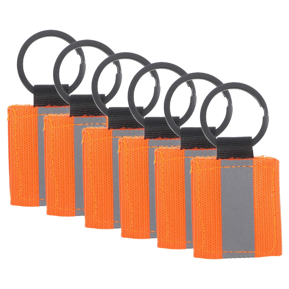 

6pcs Reflective Keychain Tags High Visibility Safety Accessories Orange Pendants for Men Women Kids Camping Hiking Night Use