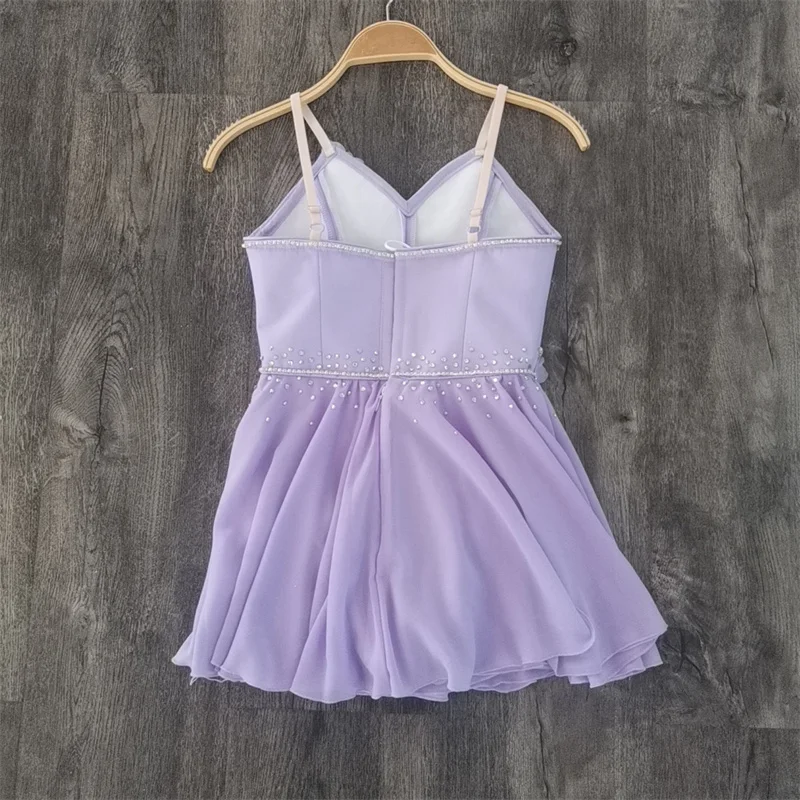 Profissional tamanho personalizado crianças meninas mulheres adulto moderno ballet desempenho wear lavanda lírica chiffon dança vestido trajes