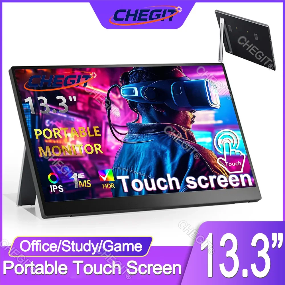 

13.3” Portable Touch Screen FHD 1080P IPS Panel Secondary Display Computer Monitor Type-C HDMI For Xbox Switch Laptop