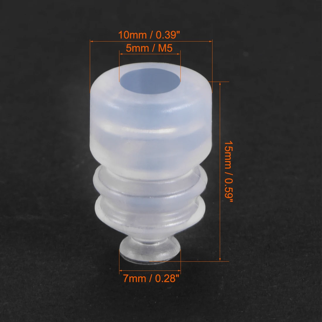 Uxcell 1/4Pcs Clear Soft Silicone Waterproof Vacuum Suction Cup 5mm joint  Bellows Suction Cup to Oil Fuel Water Ozone Clear