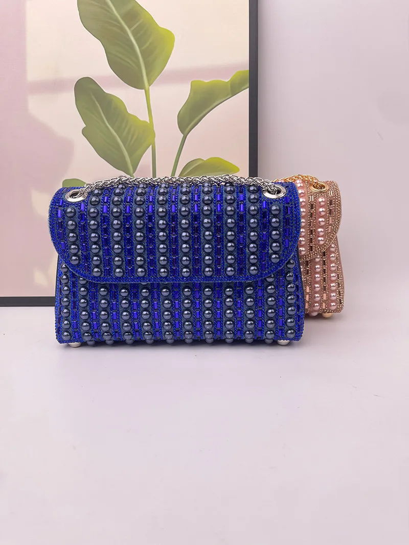 

Women Square Bag Glitter Bling Shiny Glamorous Elegant Exquisite Small Rhinestone Chain Decor Shoulder Evening Bag