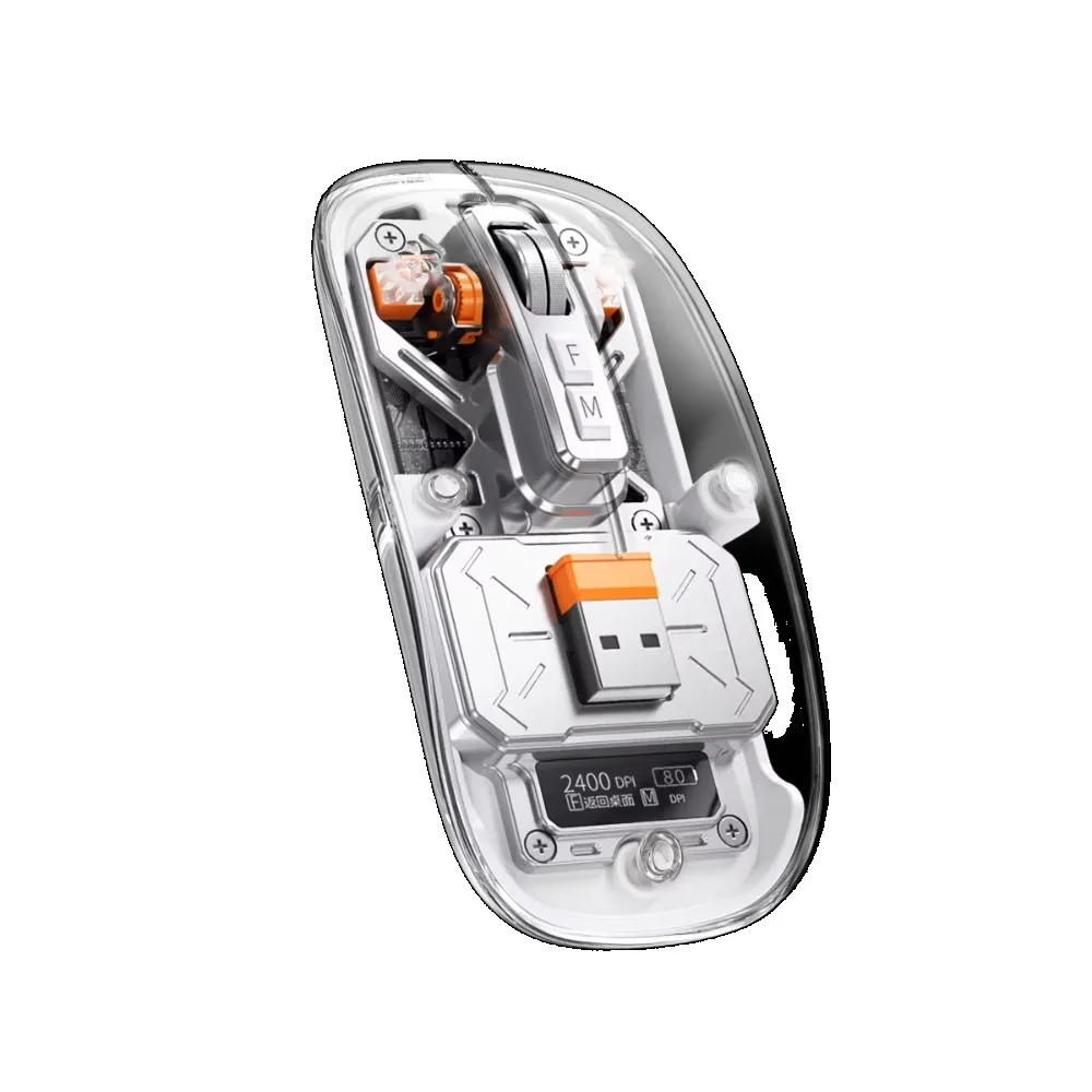 Transparent 3 Mode Bluetooth Wireless Mouse, Screen DPI Display Silent Rechargeable Ergonomic Gaming Mice For PC Laptop iPad