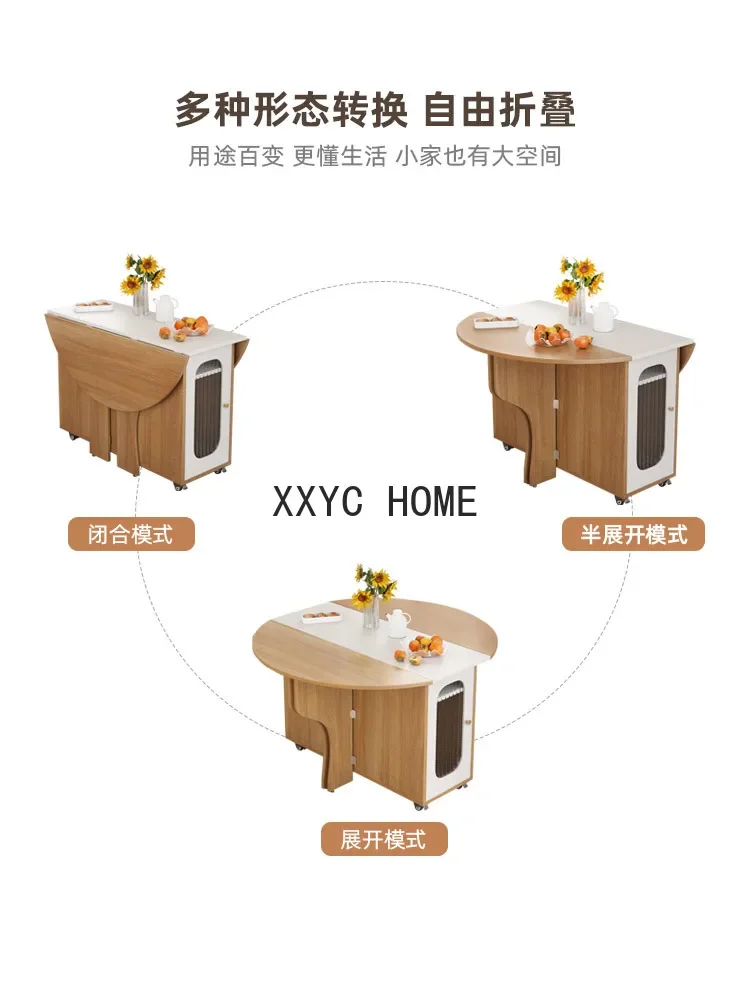 Dining Table Household round Dining Table Simple Multifunctional Mobile Storage Folding Table and Chair Combination
