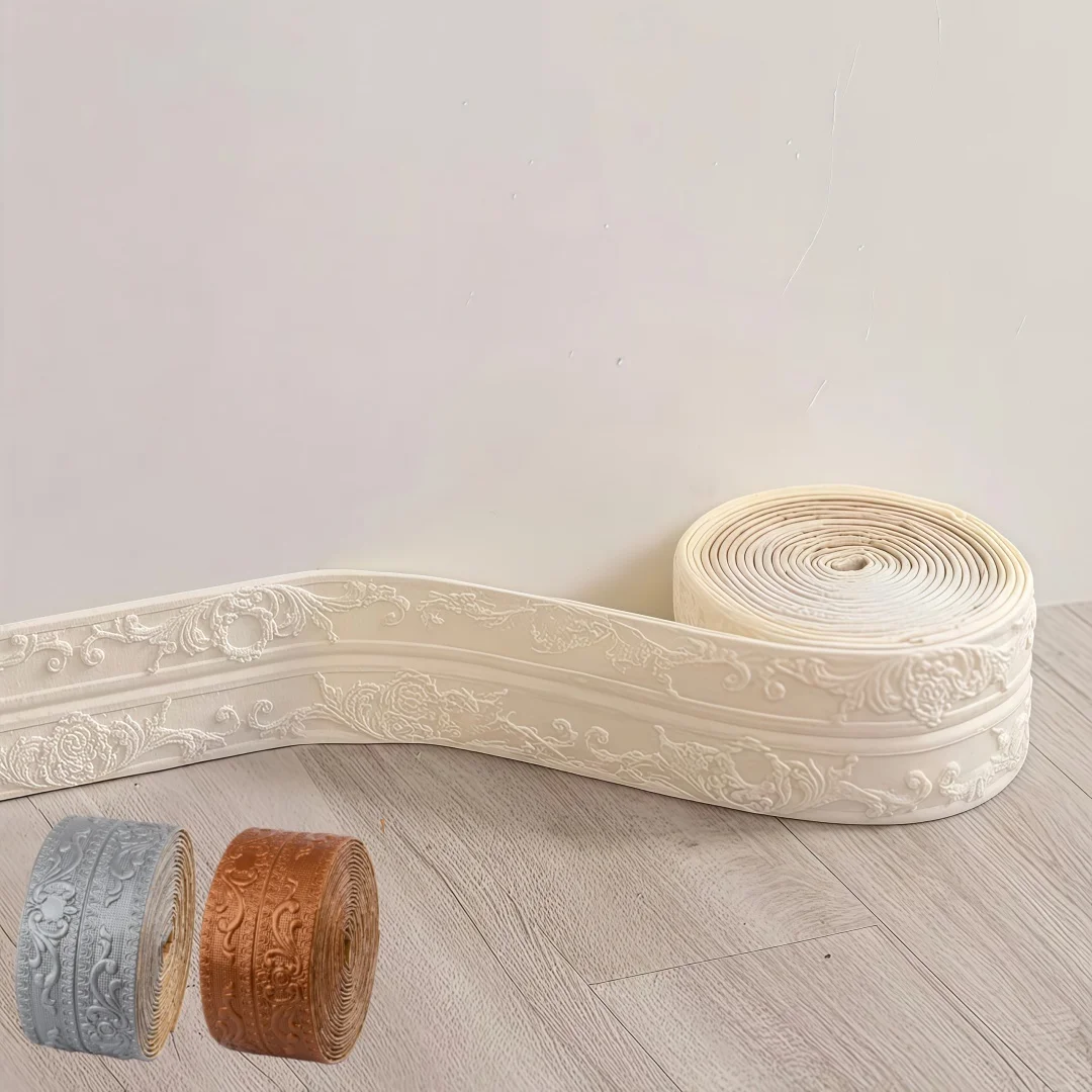 1 Piece of 2.3mX12cm Self-adhesive Wall Sticker, PVC Decorative Wall Sticker, Ceiling Corner Line, Suitable for Home Decoration view 3