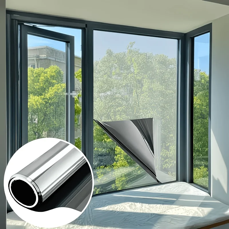 RV Mirror Privacy Window Film Sun Block Heat Control UV Protection Shatterproof Static Cling Removable for Camper Home Glass