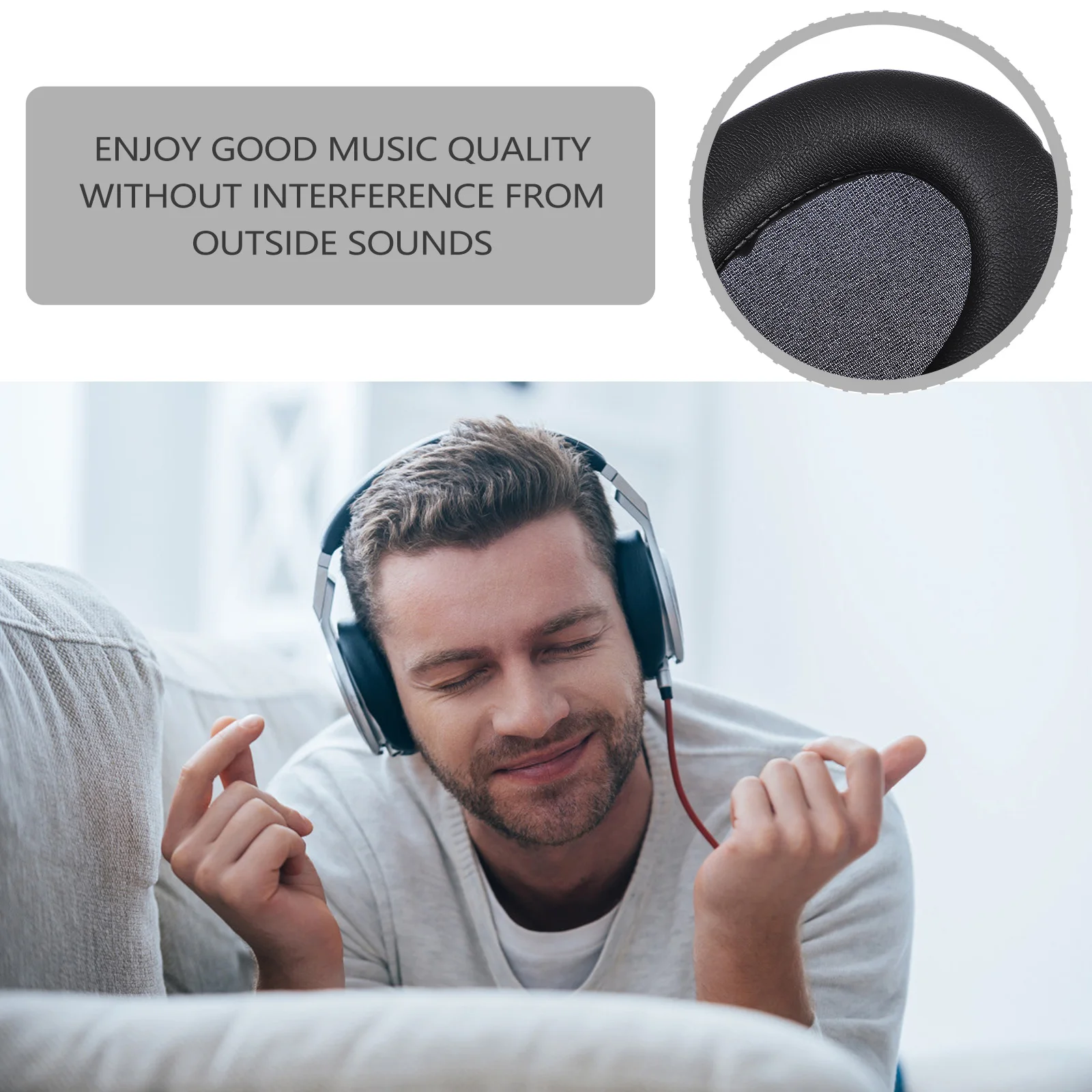 

2 Pcs Skin Earphone Case Headset Pads Replacement Durable Noise Isolation Music Fidelity Practical Share