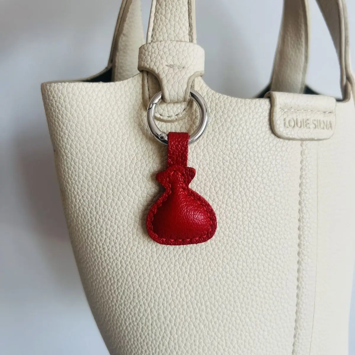 Handmade genuine leather lucky bag keychain car key fob pendant decoration cute car interior gift