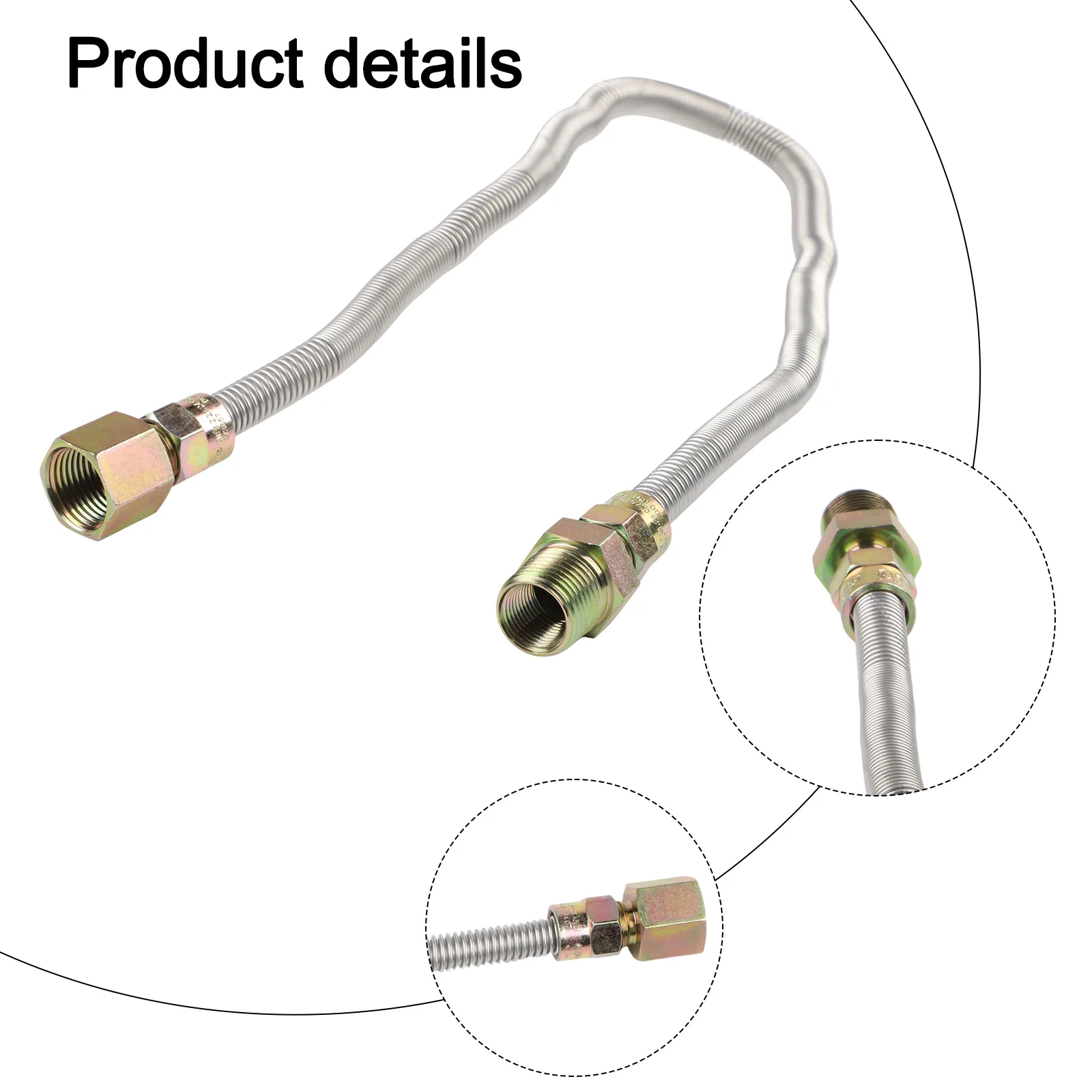 24 Inch Flexible Gas Line Connector Hose 12 Inch OD 38 Inch ID for Use with Natural Gas LP For Fire Pits and For Fireplaces