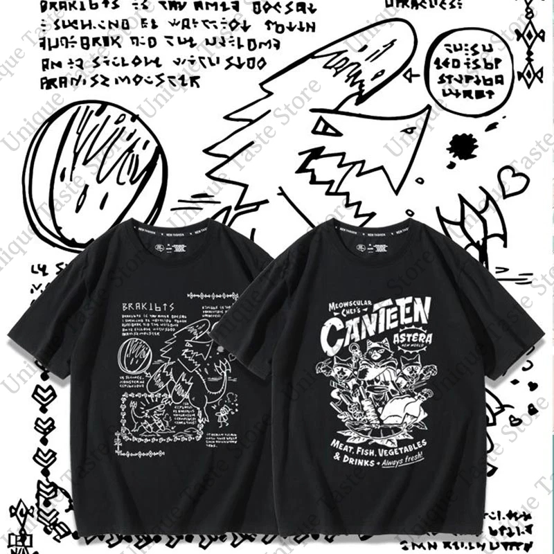 MONSTER HUNTER RISE T Shirt Fashion Popular Cartoon Print T-shirt Men Women Cotton Short Sleeve Tee Harajuku Retro Casual Tops