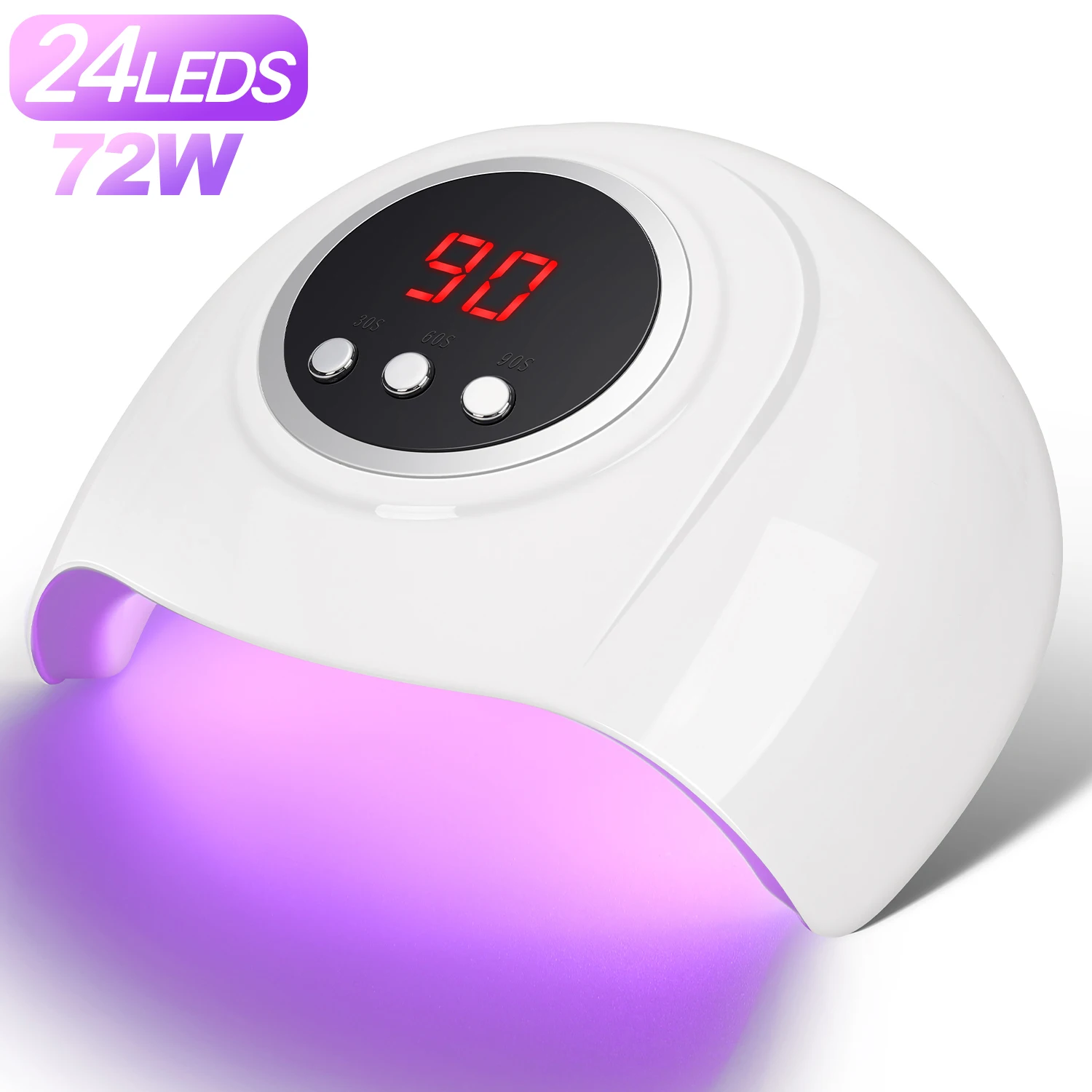 72W UV LEDネイルランプ 24LEDネイルドライヤー ジェルネイルポリッシュ硬化用 3段階タイマー設定付き プロ用マニキュアツール