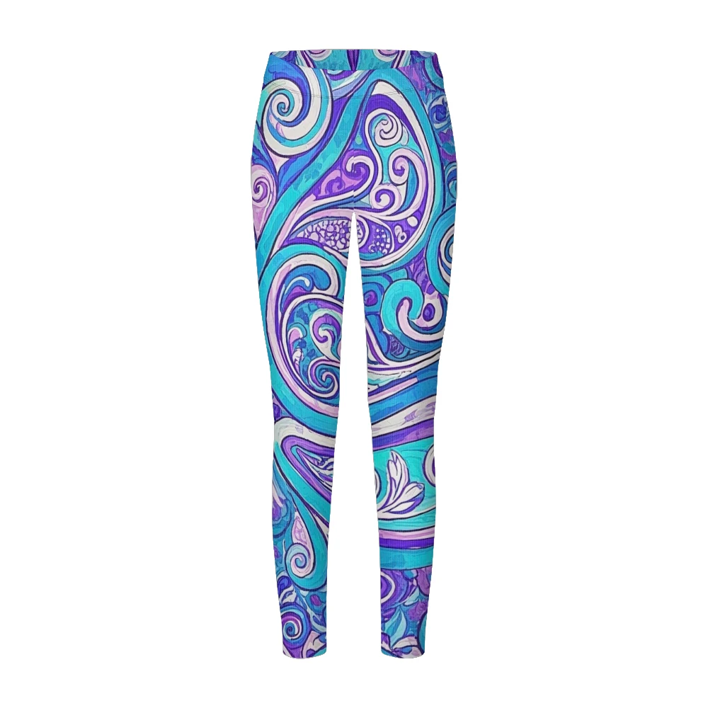 Women High-Waisted Vintage Paisley Print Sports Leggings Full Length Athletic Pants for Yoga Fitness and Casual Boho Chic Wear