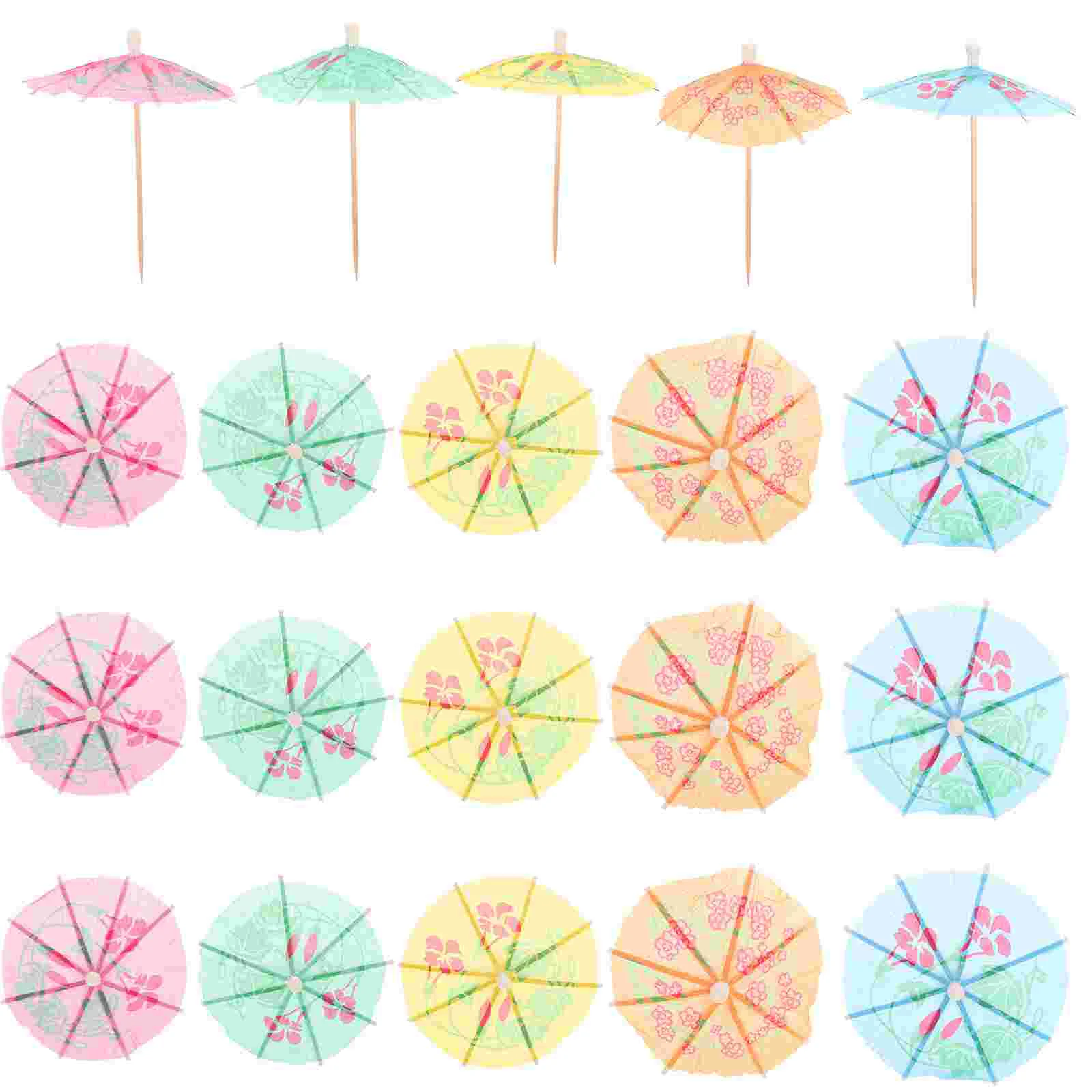 50pcs Cocktail Parasol Drink Umbrellas Paper Parasol Picks for Hawaiian Party Pool Party (Mixed Color)