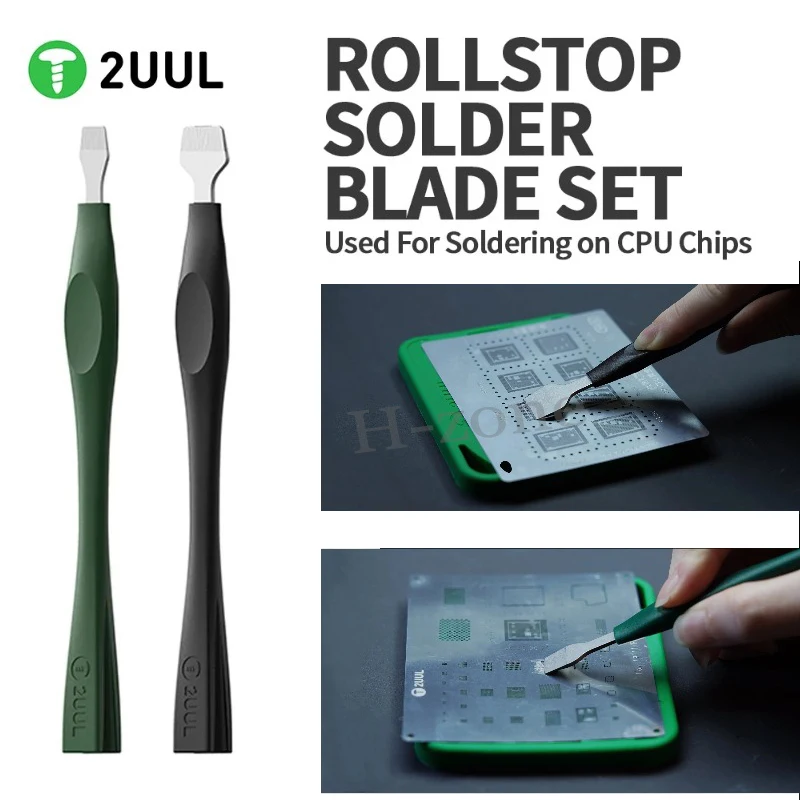

2UUL DA19 Anti-Roll Solder Scraper Set- 9mm & 15mm Solder Blade for Phone PCB Repair, Chip Soldering, Solder Paste Leveling Tool