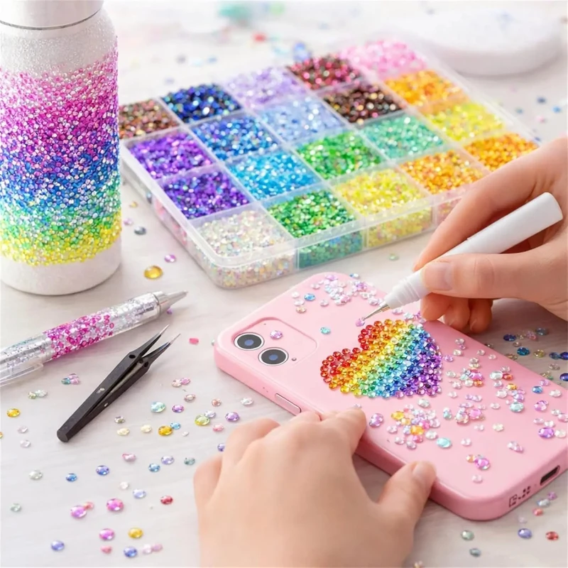 

Набор из 40 коробочек с полимерными стразами Flatback Jelly AB Color Gems с клеем B7000 для DIY-дизайна ногтей и декоративно-прикладного искусства