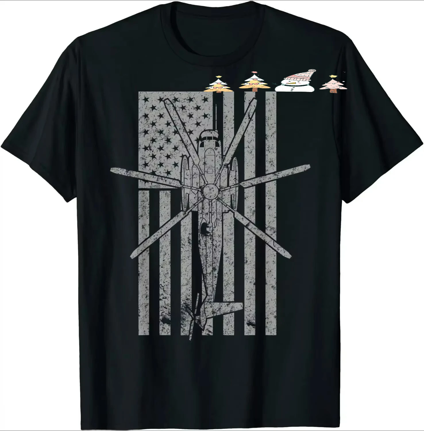 CH-53 Sea Stallion Military Helicopter Vintage Flag T-Shirt 100% Cotton O-Neck Summer Short Sleeve Casual Mens T-shirt