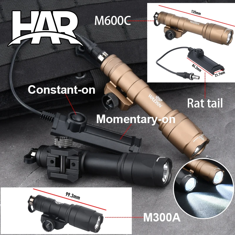 

WADSN Airsoft WADSN Metal M600 M300 Scout Light Weapon rifle Accessories Fit 20mm Picatinny Rail Hunting Outdoor Flashlight M16