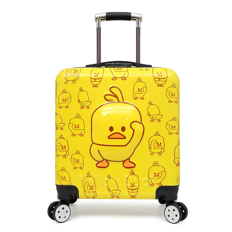 18 Inch Children's Trolley Case Universal Wheel Cartoon Little Yellow Duck Portable Luggage Multi Function Boarding Case