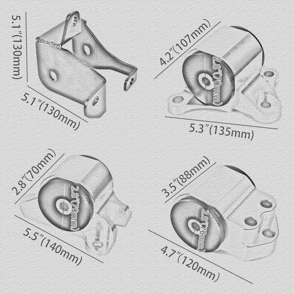 Car Engine Mounts Aluminum 3 Bolt Engine Swap Mount Kit For HONDA CIVIC B series 96-00 EK Engine Bracket Auto Modified Parts