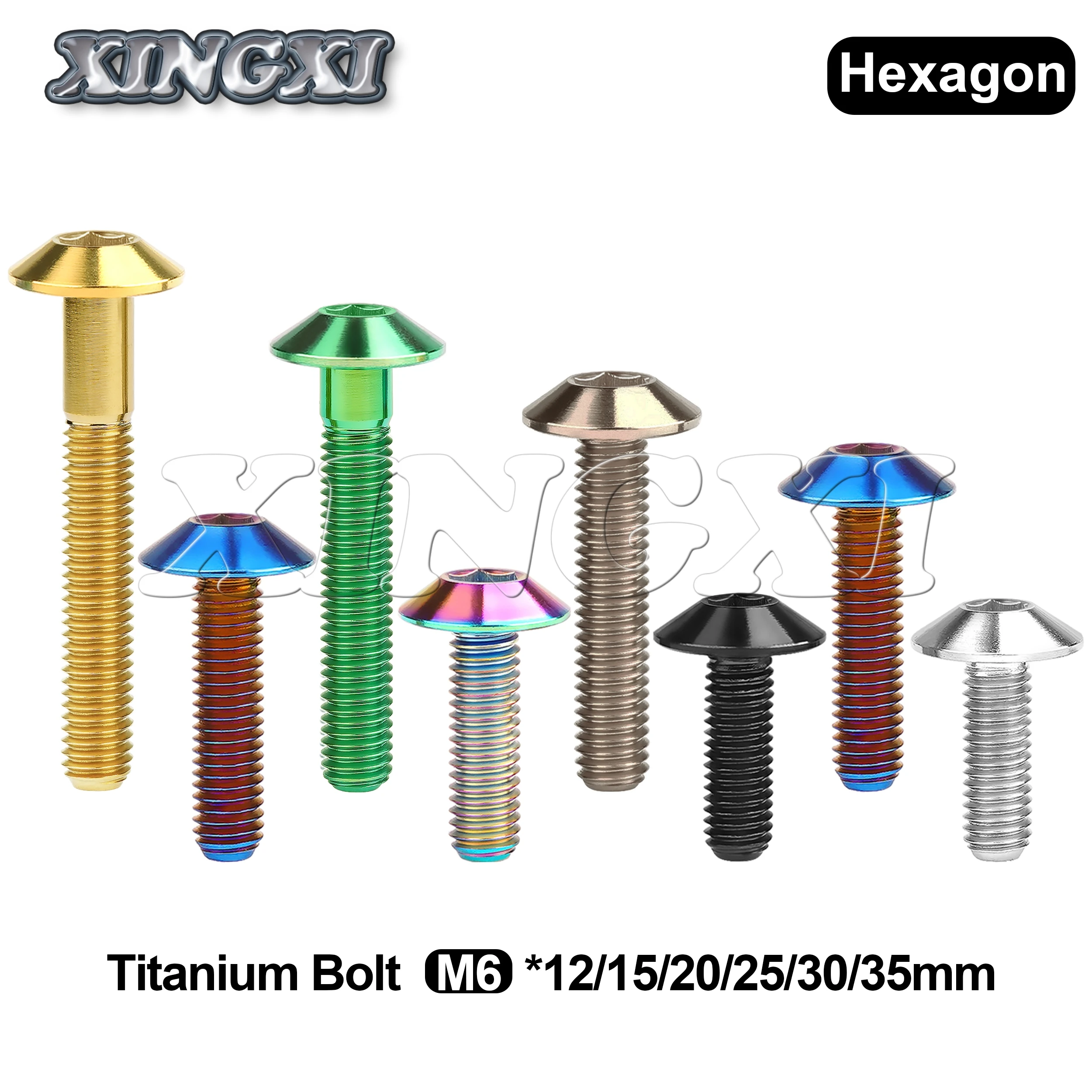 Xingxi Titanium Bolt M6X12 15 20 25 30 35mm Allen Hex Head Ti Screws M6 Bolt for Motor Bike Disc Accessories Fasteners