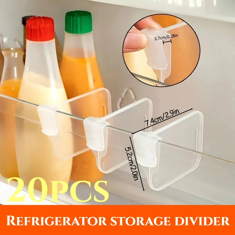 Organizadores Transparentes Resistentes para Refrigerador, Divisores Ajustables para Refrigerador, Armarios de Cocina, Compartimentos Ahorradores de Espacio, 5-20 Piezas