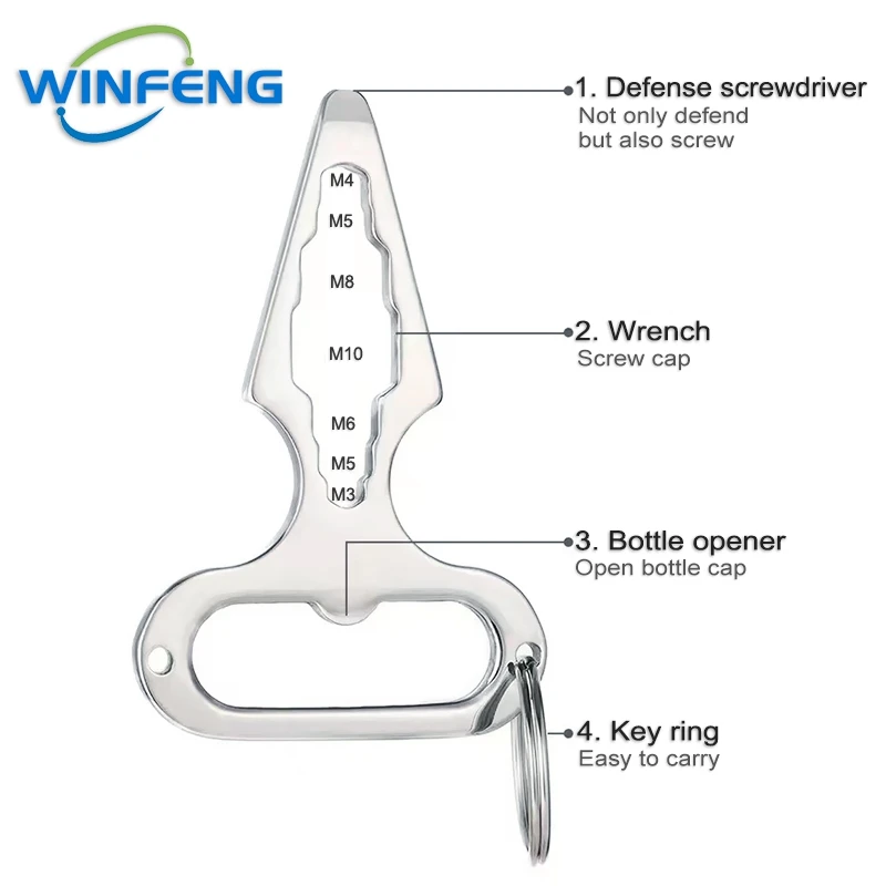 Self Defense Weapons Outdoor EDC Survival Tool Personal Defence Keychian Stinger Bottle Opener Combination Wrench for Men Women