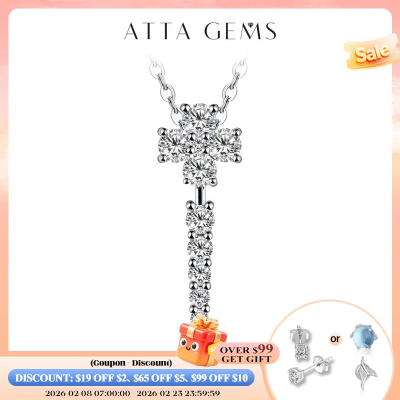 

ATTAGEMS Real D Grade Moissanite Pendant Necklace For Women Top Quality 100% 925 Sterling Sparkling Wedding Party Fine Jewelry