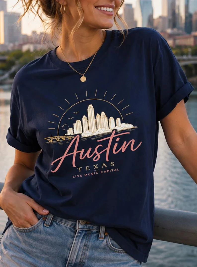 Austin Texas Skyline Shirt Live Music Capital Tee Men and Women Austin City Limits Music Festival Themed T-shirts