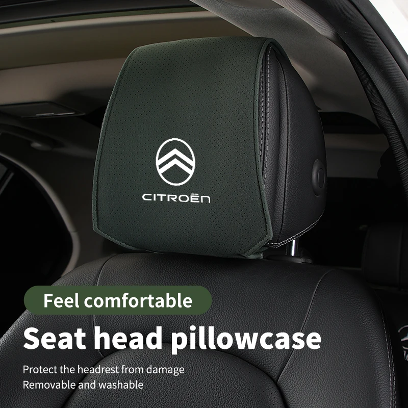 Car Headrest Cover Seat Head Rest Neck Pillow Protector For Citroen C4 C3 C5 C2 Berlingo Celysee Cactus Picasso Aircross Grand