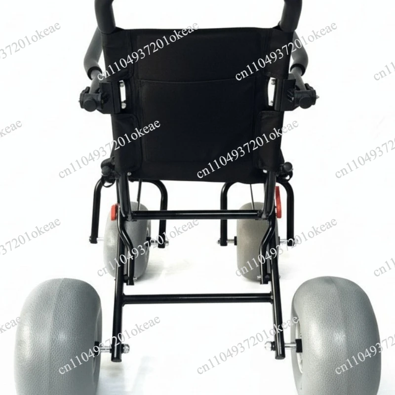 All-terrain tires, breathable seats and backrests, waterproof, safe, lightweight, recyclable, foldable, and mobile.