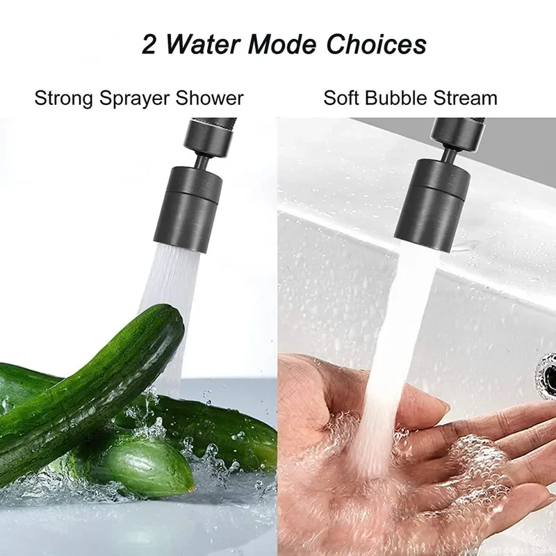 2 Mode Kitchen Faucet Spray Head Filter Adjustable 360° Rotary Splashback Tap Nozzle Bubbler Kitchen Sink Faucet Aerator