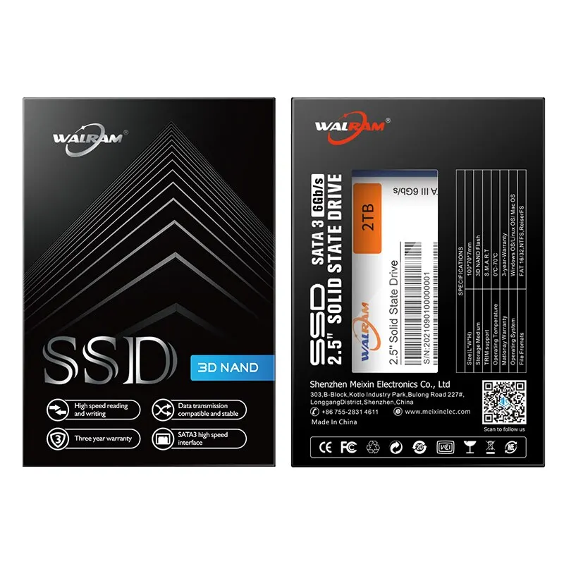 WALRAM SSD 1TB SATA3 SSD da 2,5 pollici 512 GB 120 GB 128 GB 240 GB 256 GB 500 GB 480 GB SSD per laptop PC desktop Unità a stato solido interna