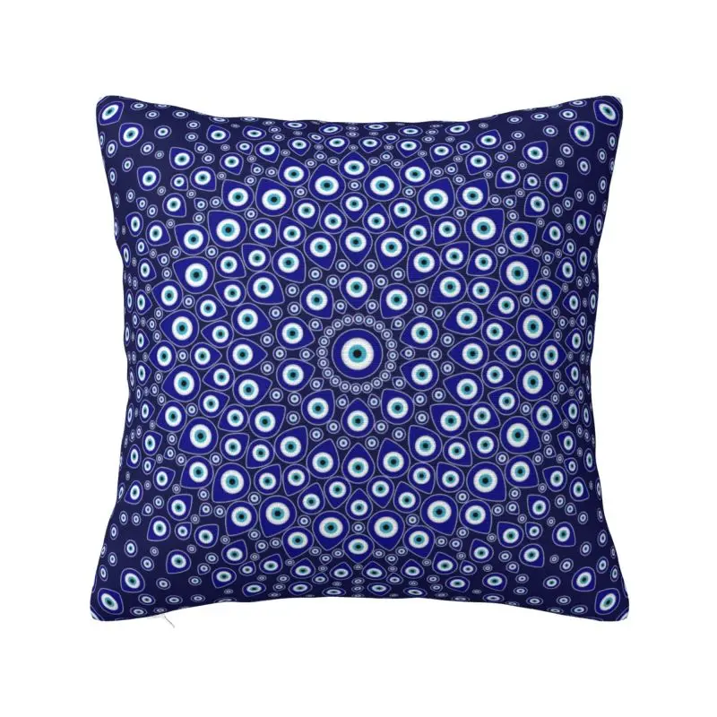 Custom Nordic Turkish Evil Eye Circular Cushion Cover Polyester Nazar Tribes Amulet Pillow Case Living Room Decoration