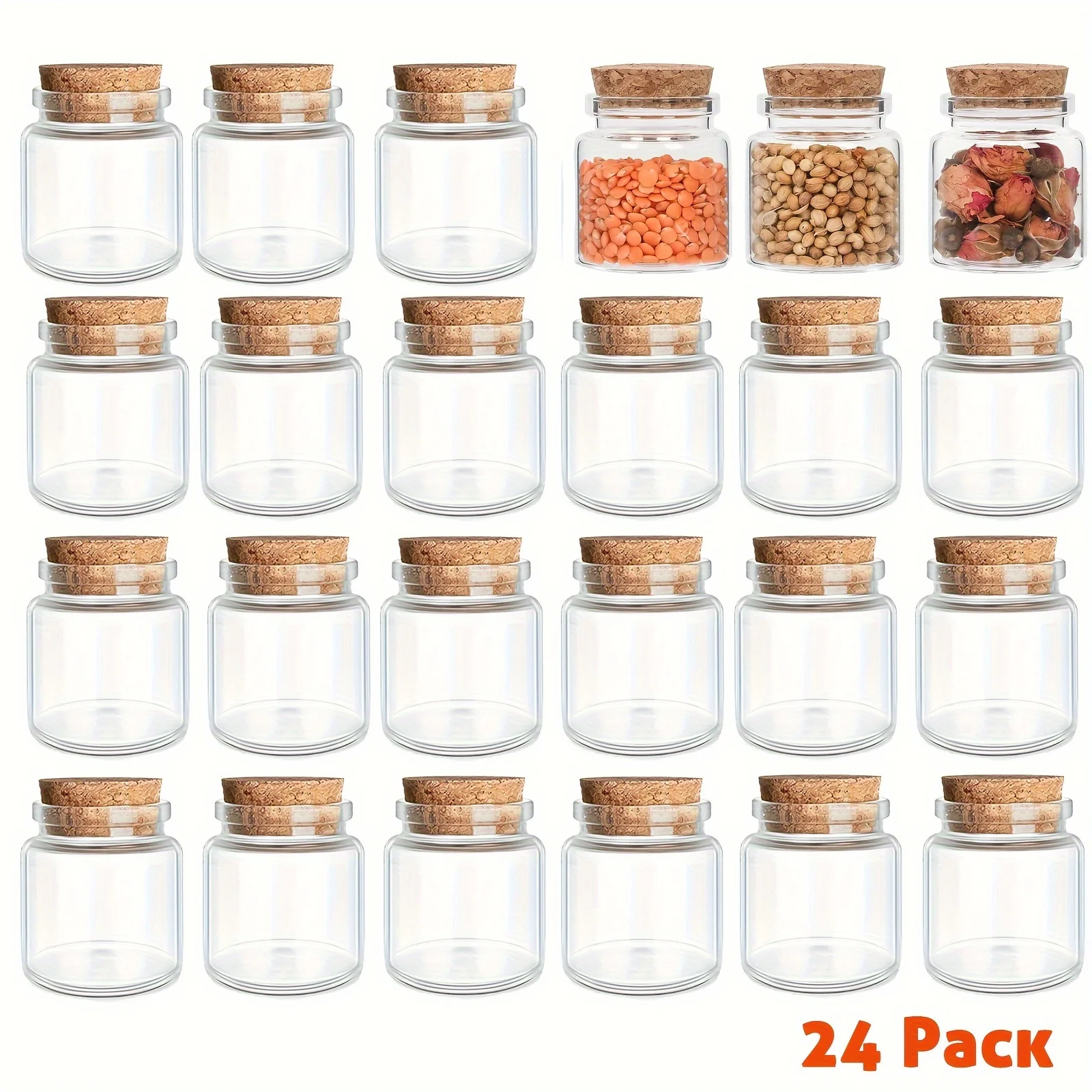 

Capacity 50ml 47x50x33mm Bottles With Cork Transparent Glass Bottles Vials For Wedding Holiday Decoration Christmas Gifts 24pcs