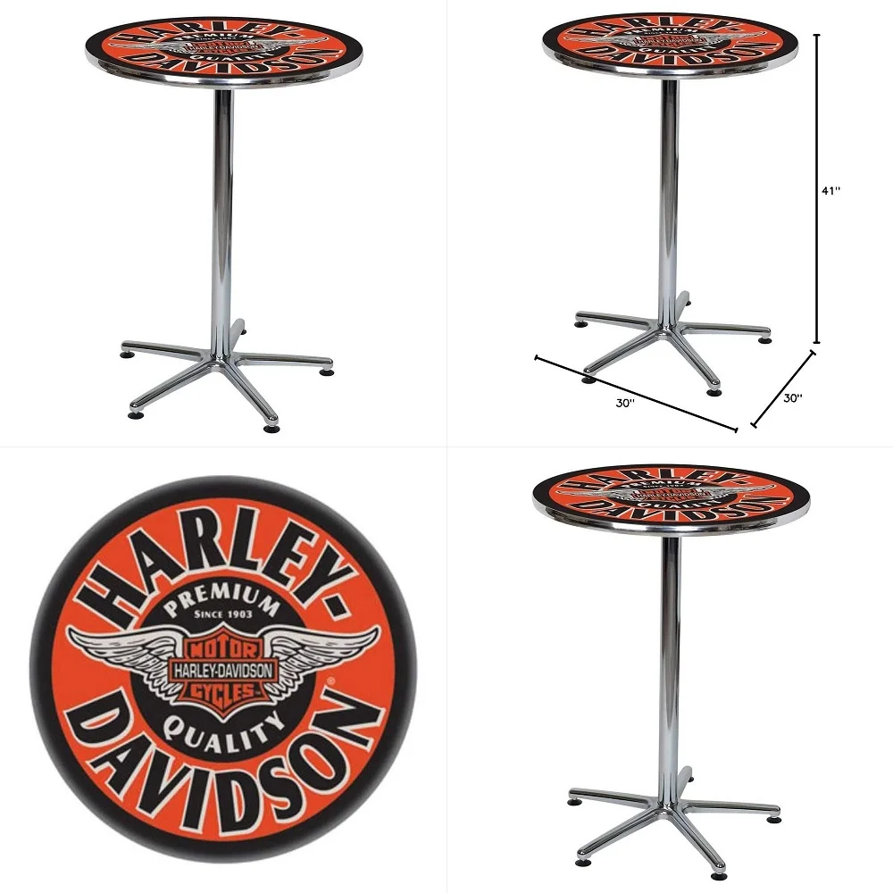 

Winged Bar amp Shield Round Cafe Table Black amp Orange HDL12328