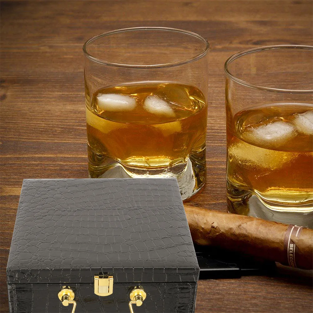 

Cigar Storage Case 20.5x20.5x7.5cm Protective Portable Crocodile Pattern Humidor EVA Foam Travel Compact Holder