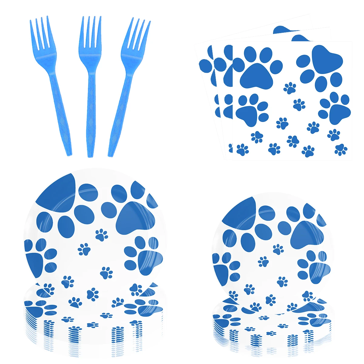 Blue Dog Claw Theme Birthday Decorations Party Disposable Tableware Paper Napkins Cups Plates Tablecloths Straw