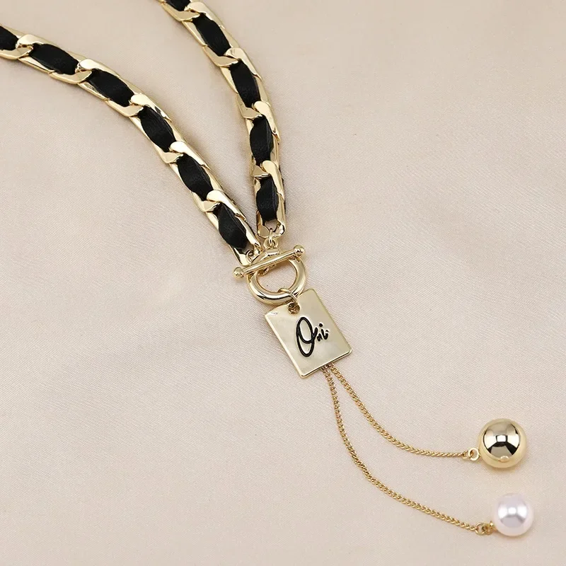 

Новое женское ожерелье Y-образной формы, модное тканое ожерелье в стиле ретро, холодное и элегантное, модная цепочка на ключицу для одежды