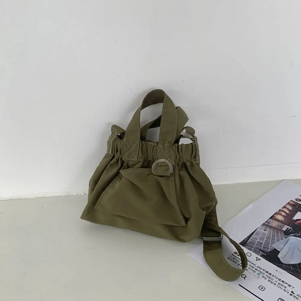 

Fashionable Korean Style Nylon Shoulder Bag Small Crossbody Bag Canvas Messenger Bag Solid Color Bucket Bag Dumpling Bag Women