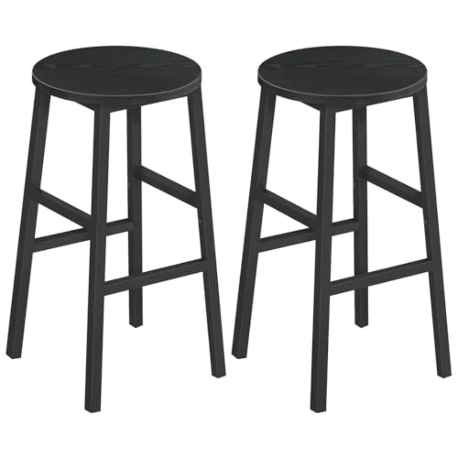 

Bar Stools, Set 2 Round Bar Chairs with Footrest, Kitchen Breakfast Bar Stools, dustrial Bar Stools, Easy Assembly, for Dg Room