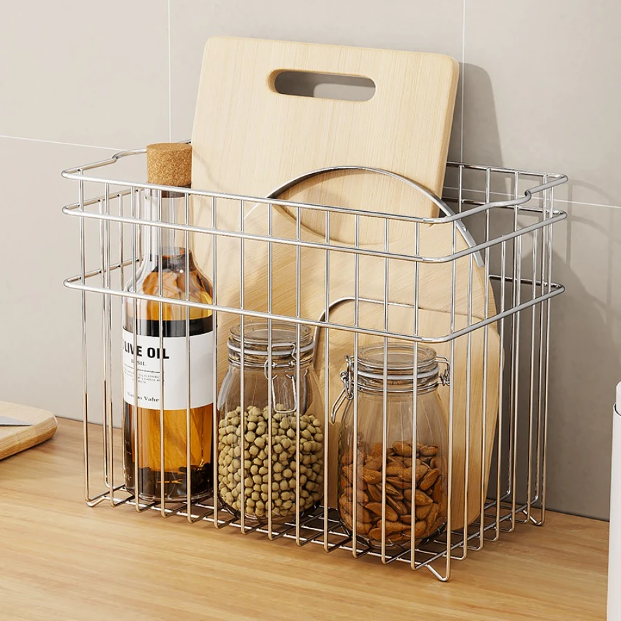 Kitchen Storage Rack Sink Drain Rack Stainless Steel Vegetable Storage Basket Household Non Perforated Wall Mounted Basket