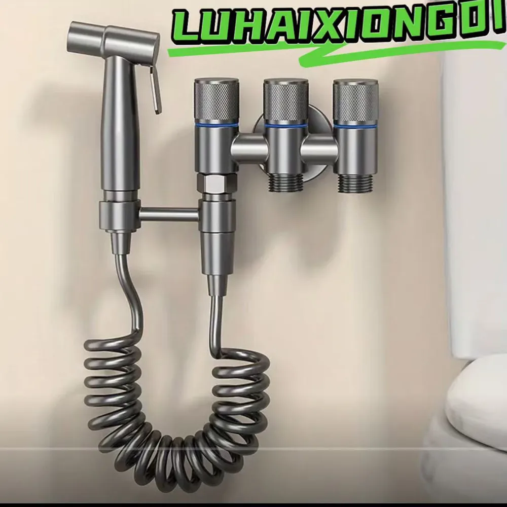 

3-in-1 Stainless Steel Water Distributor with Spray Gun - Wall-Mounted, Chrome Finish, Valve Core, No Electricity Needed