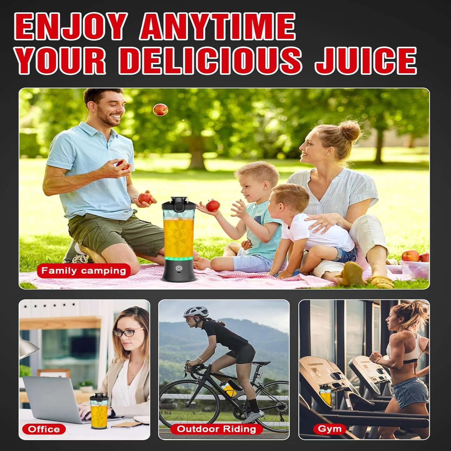 On-The-Go Lifestyle - Lightweight and Space-Saving Mini Black Personal Blender - 240W with 6 Ultra-Sharp Blades, Convenient Trav